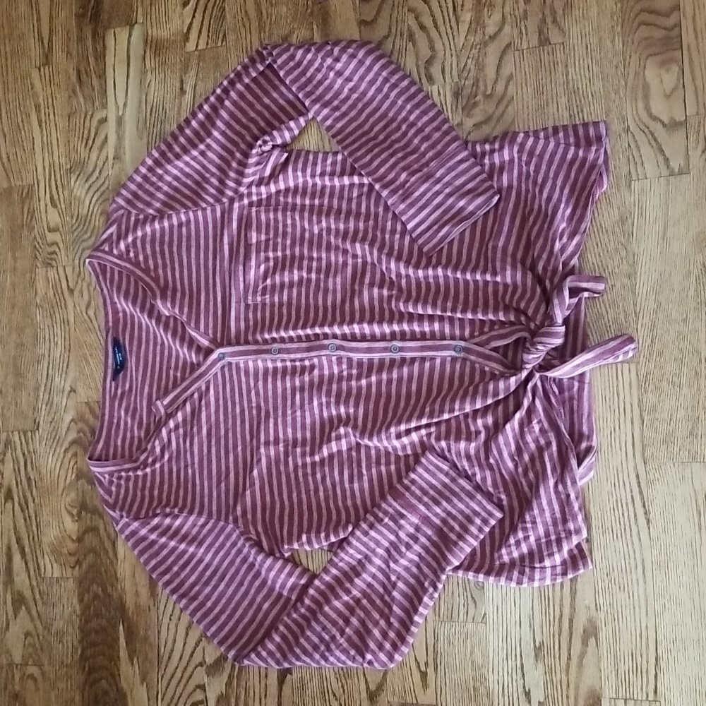 (M) Denver Hayes Striped 100% Cotton Farmhouse Grunge Loose Relaxed Casual